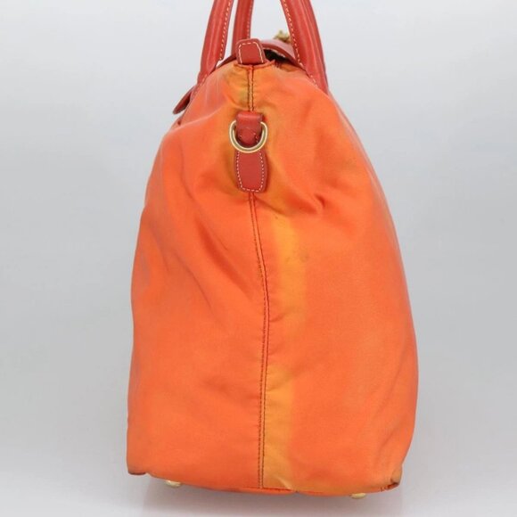 PRADA Hand Bag Nylon Leather 2way Orange Auth 99127 - Picture 4 of 16